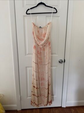 Gypsy 05 Cream and Pink Tie-Dye Maxi Dress